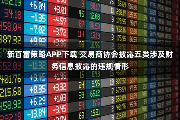 新百富策略APP下载 交易商协会披露五类涉及财务信息披露的违规情形